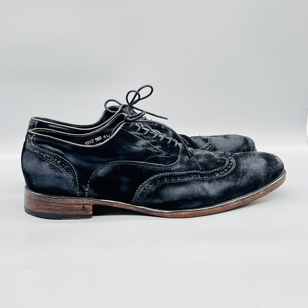 John Varvatos Shoes Mens 15 Black elvet Wingtip Oxford Fleetwood Distressed